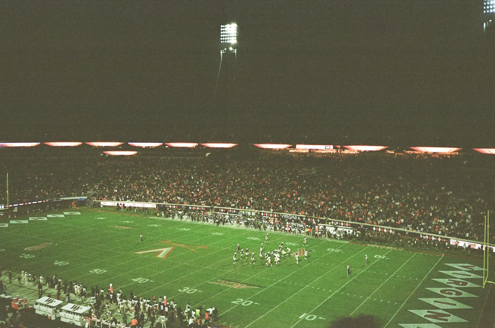UVA football game at night